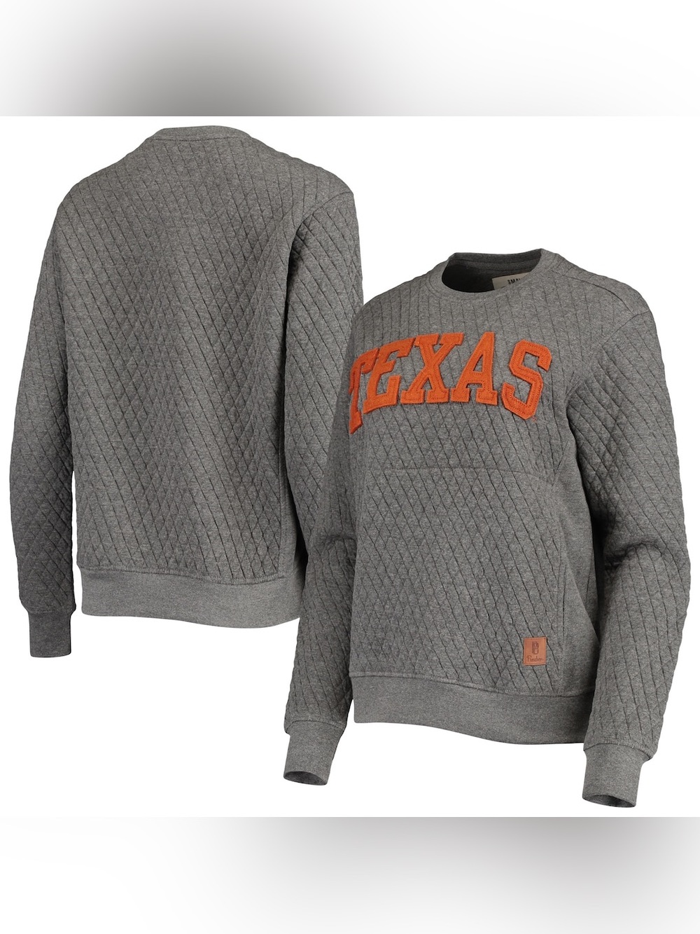 Pressbox Heather Charcoal Texas Longhorns Moose Quilted Pullover Sweatshirt